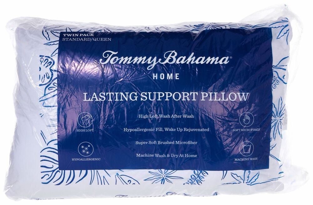 Tommy Bahama Home Lasting Support Pillows 2-PK Standard Queen High Loft NEW